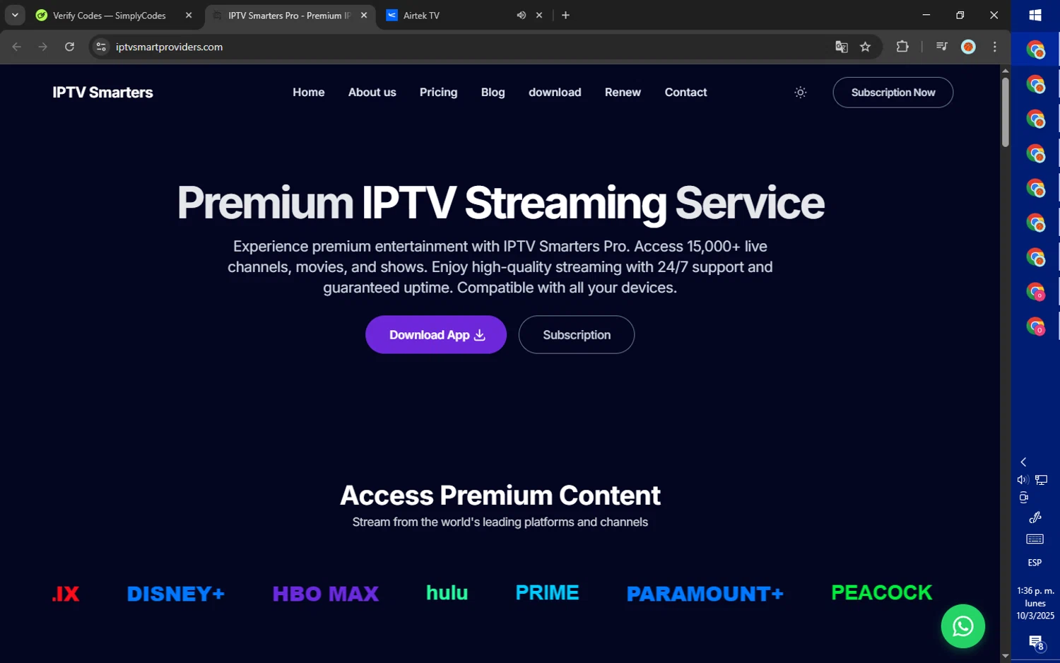 Smart IPTV Subscription checkout page showing Smart IPTV Subscription promo code box | Screenshot taken by SimplyCodes community member on Mar 10, 2025