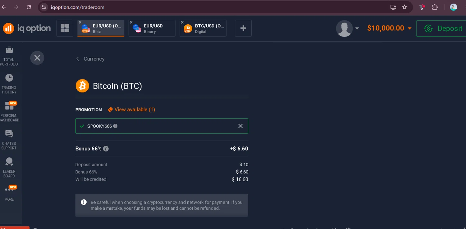 IQ Option promo code screenshot showing code SPOOKY666 applied at IQ Option checkout page. Uploaded by SimplyCodes community member elgatobravo on Oct 30, 2025