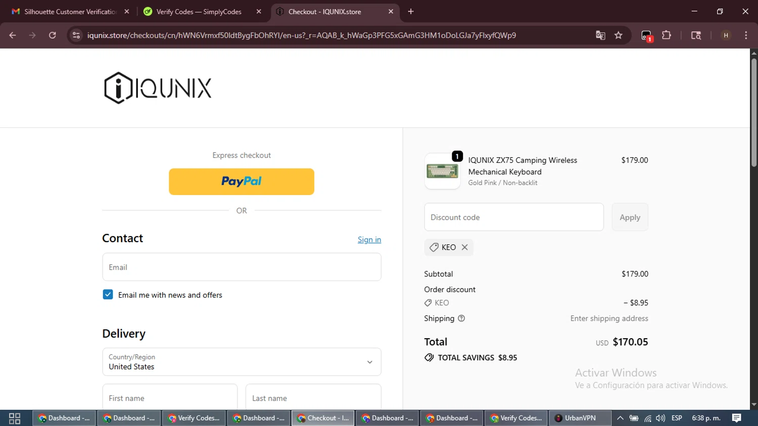 IQUNIX discount code screenshot showing code KEO applied at IQUNIX checkout page. Uploaded by SimplyCodes community member VictoriousPioneer8823 on Dec 16, 2025