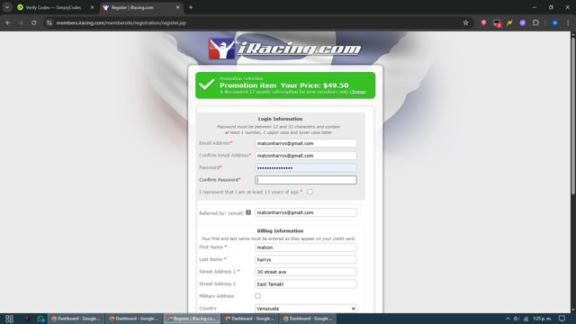 Iracing checkout page showing Iracing promo code box | Screenshot taken by SimplyCodes community member on Aug 18, 2025