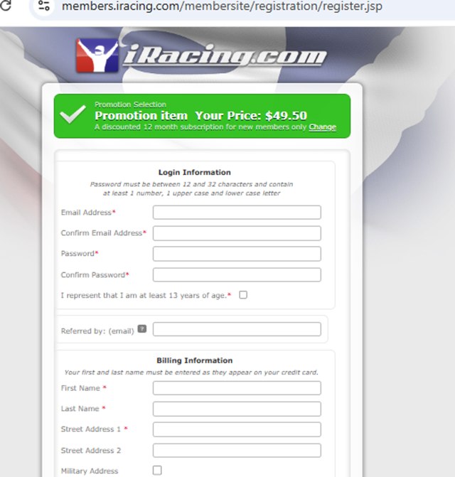 Iracing checkout page showing Iracing promo code box | Screenshot taken by SimplyCodes community member on Jul 29, 2025