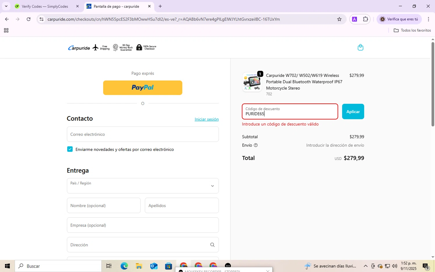 Iranian Personals promo code screenshot showing code 40SAVE applied at Iranian Personals checkout page. Uploaded by SimplyCodes community member Andygar on Nov 9, 2025