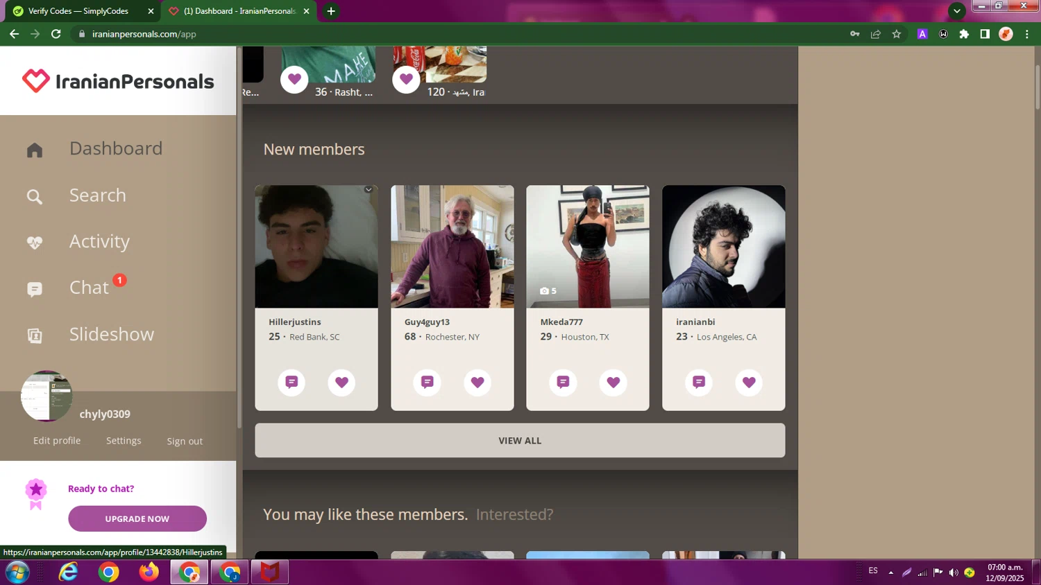 Iranian Personals promo code screenshot showing code NEW40 applied at Iranian Personals checkout page. Uploaded by SimplyCodes community member LegendaryBoss7060 on Sep 12, 2025