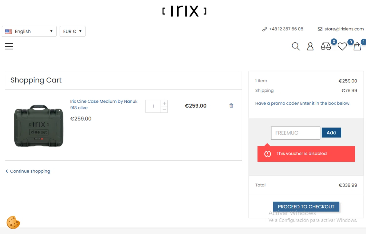 Irix Lens promo code screenshot showing code FREEMUG applied at Irix Lens checkout page. Uploaded by SimplyCodes community member Gary_23 on Dec 2, 2025