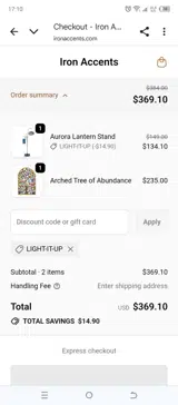 Light-It-Up coupon verification screenshot