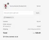 THANKS10 coupon verification screenshot