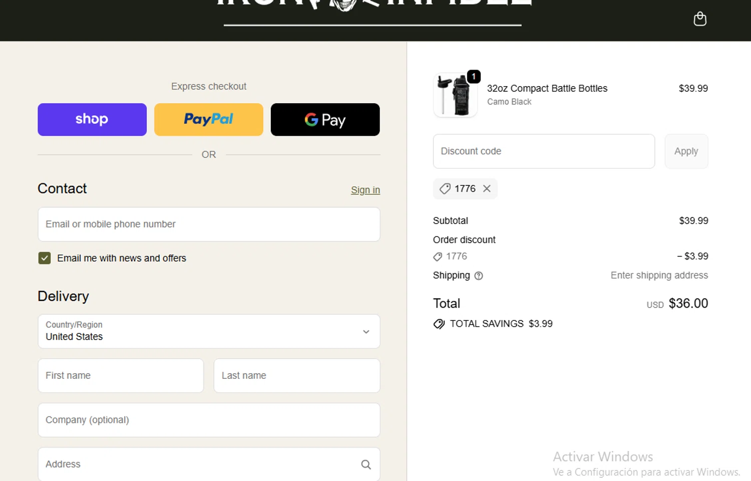 Iron Infidel discount code screenshot showing code 1776 applied at Iron Infidel checkout page. Uploaded by SimplyCodes community member WonderW on Jan 20, 2026