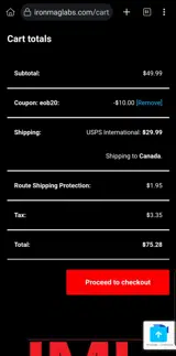 EOB20 coupon verification screenshot