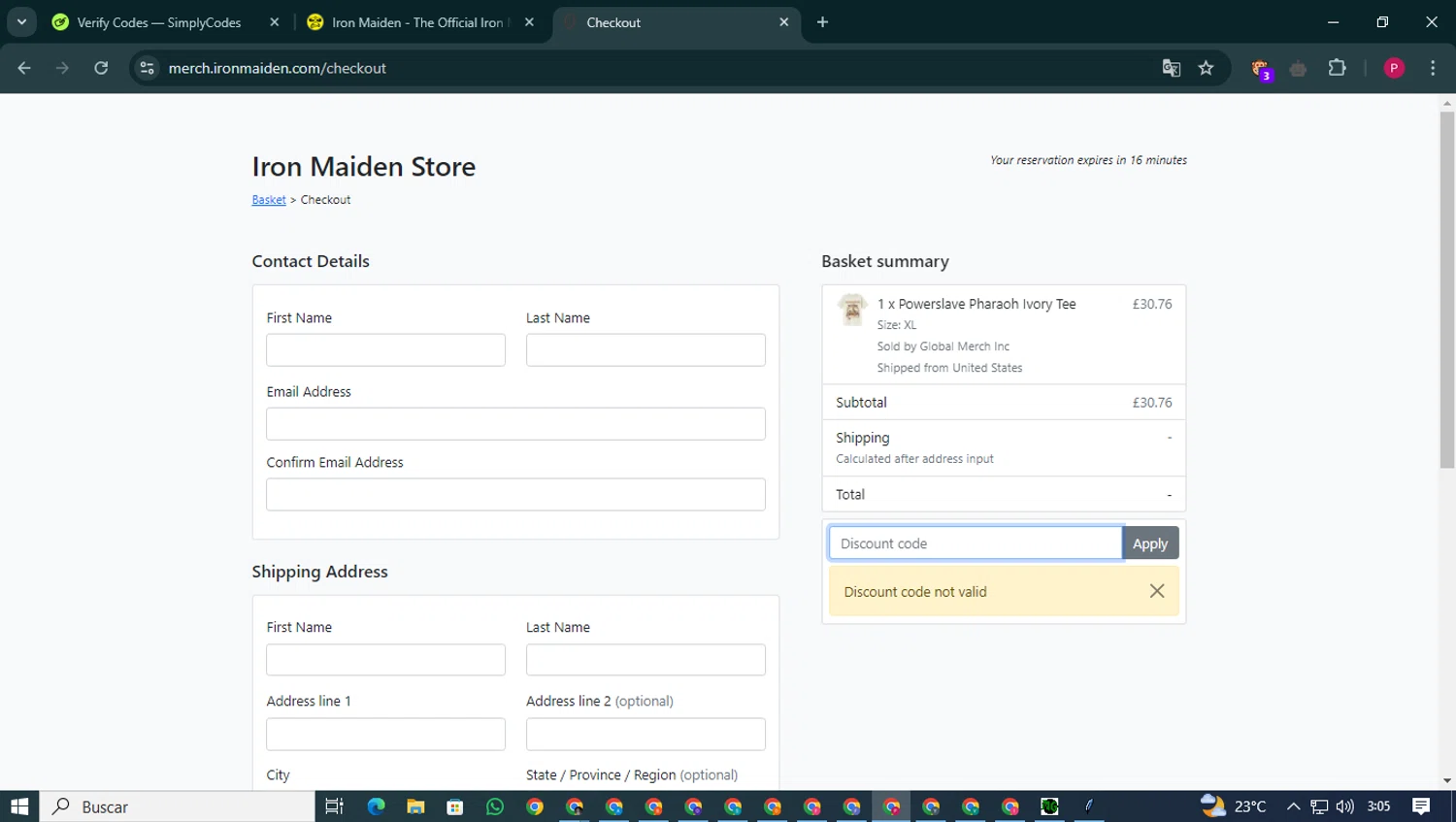 Iron Maiden promo code screenshot showing code JAN25 applied at Iron Maiden checkout page. Uploaded by SimplyCodes community member CodeTitan3049 on Feb 1, 2025