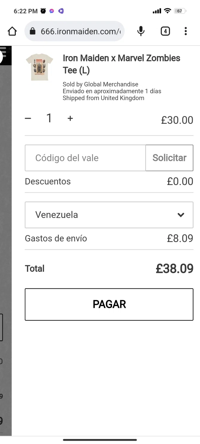 Iron Maiden checkout page showing Iron Maiden promo code box | Screenshot taken by SimplyCodes community member on Feb 6, 2023