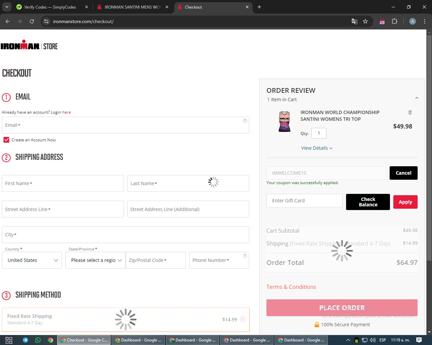 Ironman checkout page showing Ironman promo code box | Screenshot taken by SimplyCodes community member on Sep 8, 2024