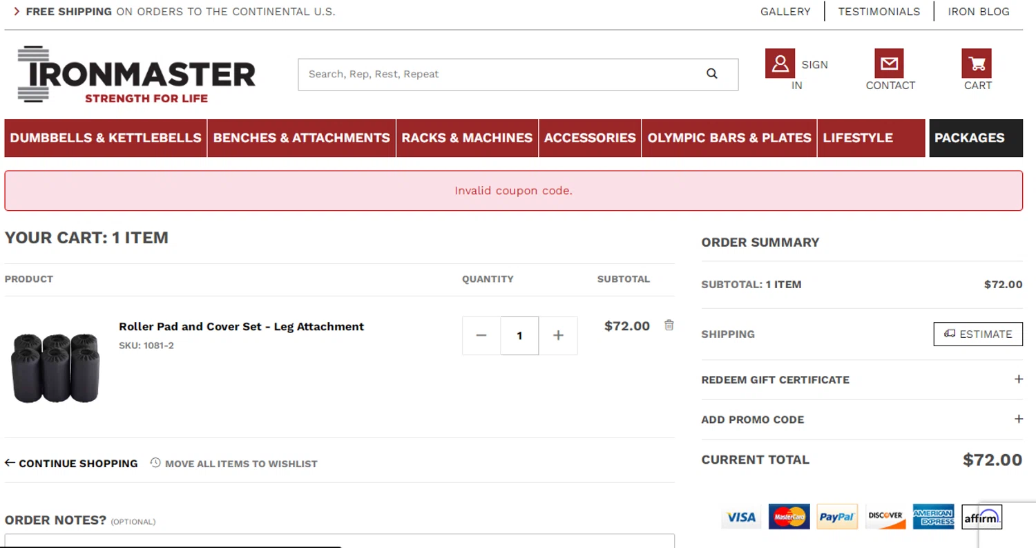 Ironmaster promo code screenshot showing code bf20 applied at Ironmaster checkout page. Uploaded by SimplyCodes community member SmartSaver7916 on Dec 12, 2025