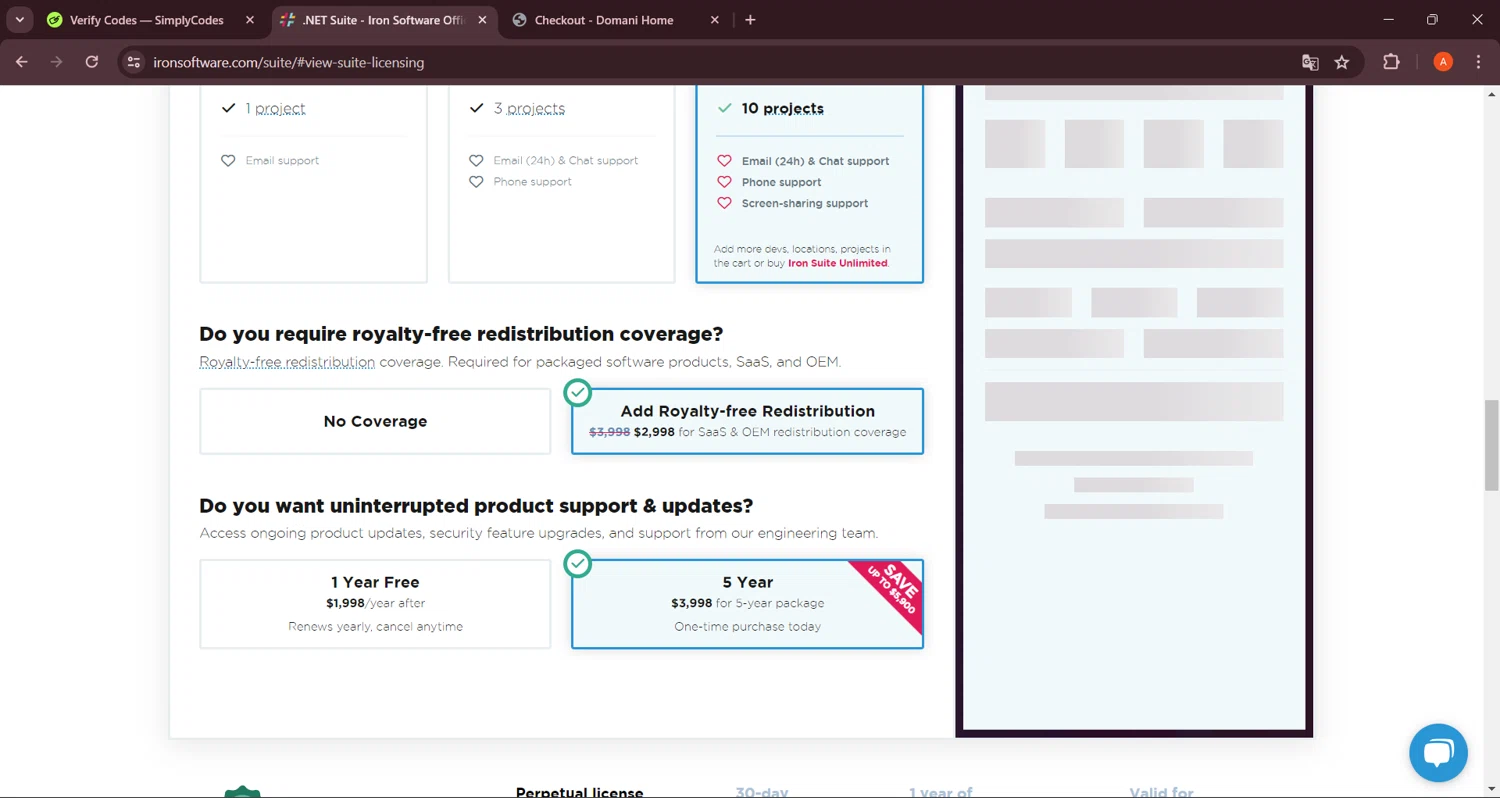 Iron Software checkout page showing Iron Software promo code box | Screenshot taken by SimplyCodes community member on Apr 20, 2024