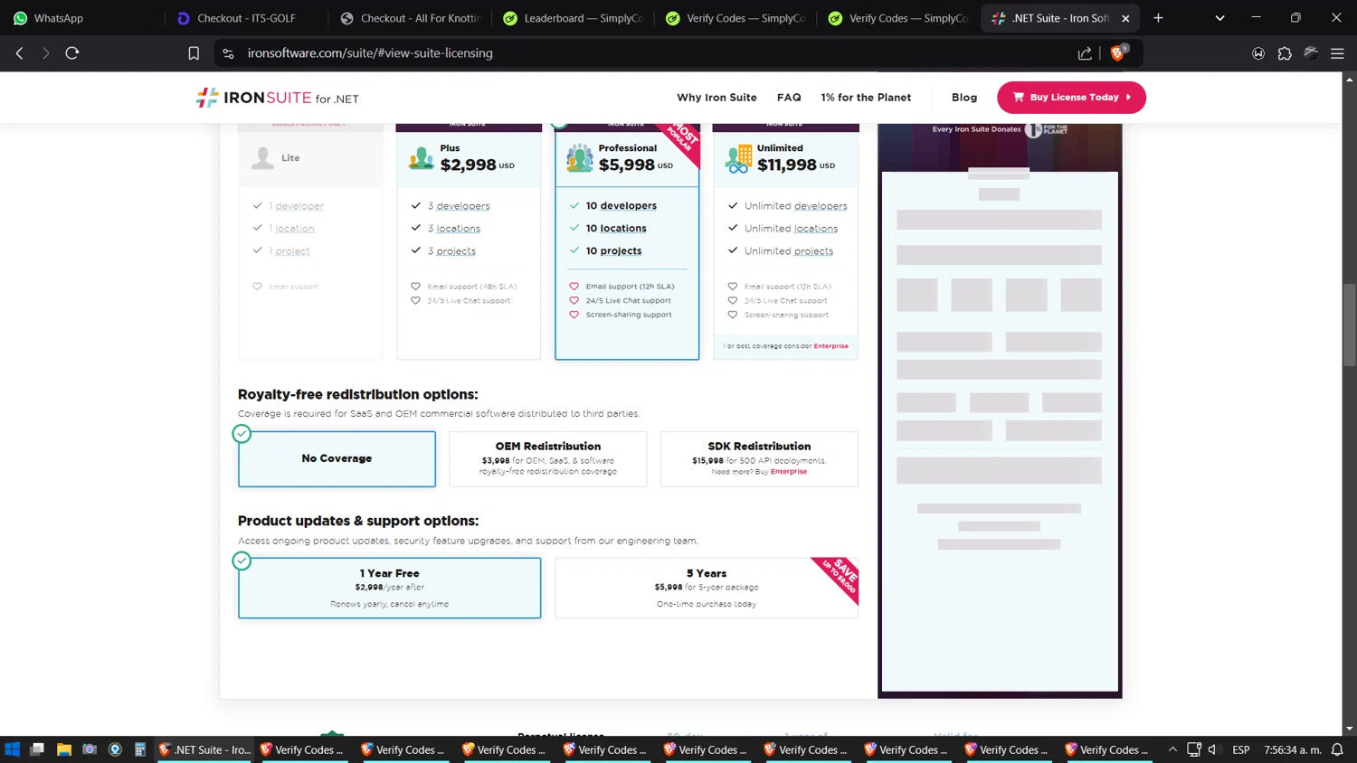 Iron Software promo code screenshot showing code YearEnd-Extension-2024 applied at Iron Software checkout page. Uploaded by SimplyCodes community member SimplyGOAT on Jan 25, 2025