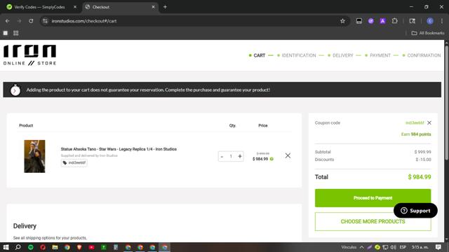Iron Studios checkout page showing Iron Studios coupon code box | Screenshot taken by SimplyCodes community member on May 28, 2025
