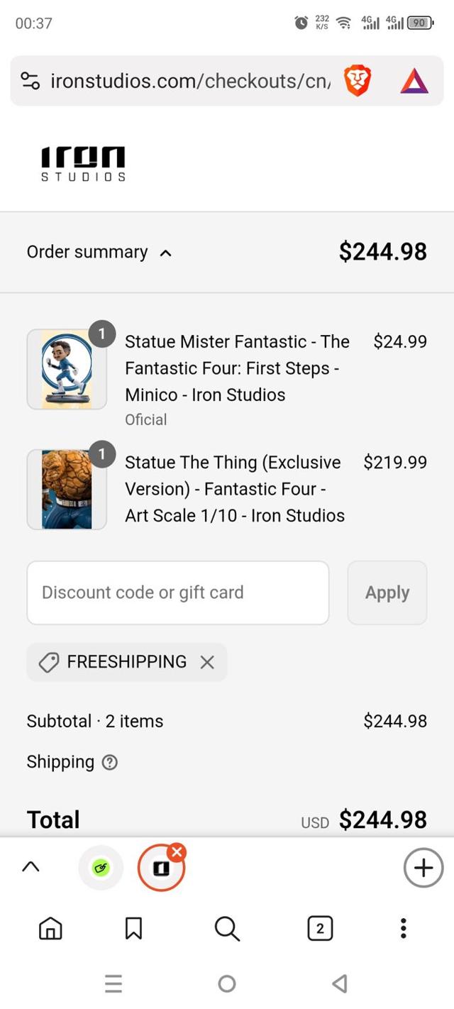Iron Studios checkout page showing Iron Studios coupon code box | Screenshot taken by SimplyCodes community member on Aug 11, 2025