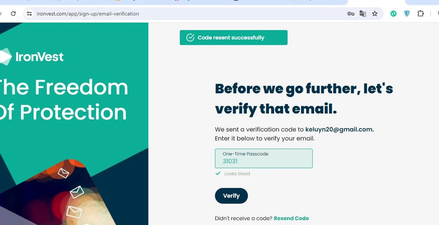 IronVest checkout page showing IronVest promo code box | Screenshot taken by SimplyCodes community member on May 31, 2024