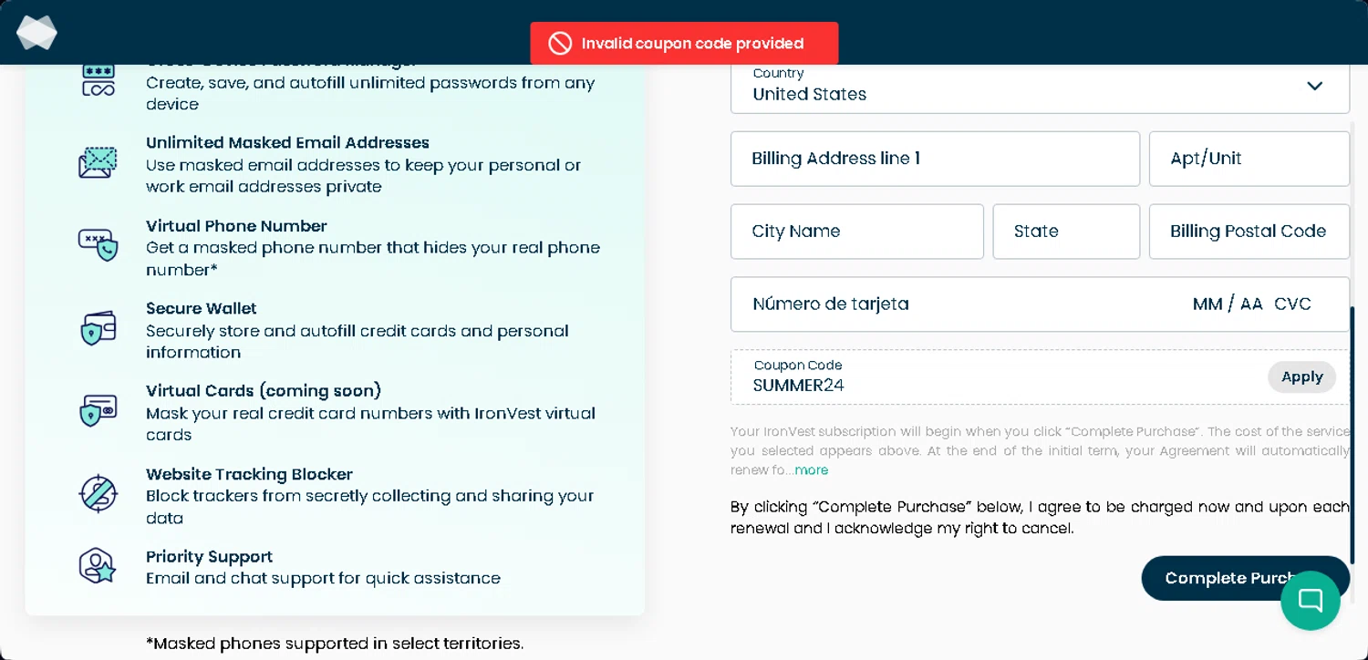 IronVest promo code screenshot showing code SUMMER24 applied at IronVest checkout page. Uploaded by SimplyCodes community member Cintirivero on Feb 2, 2025