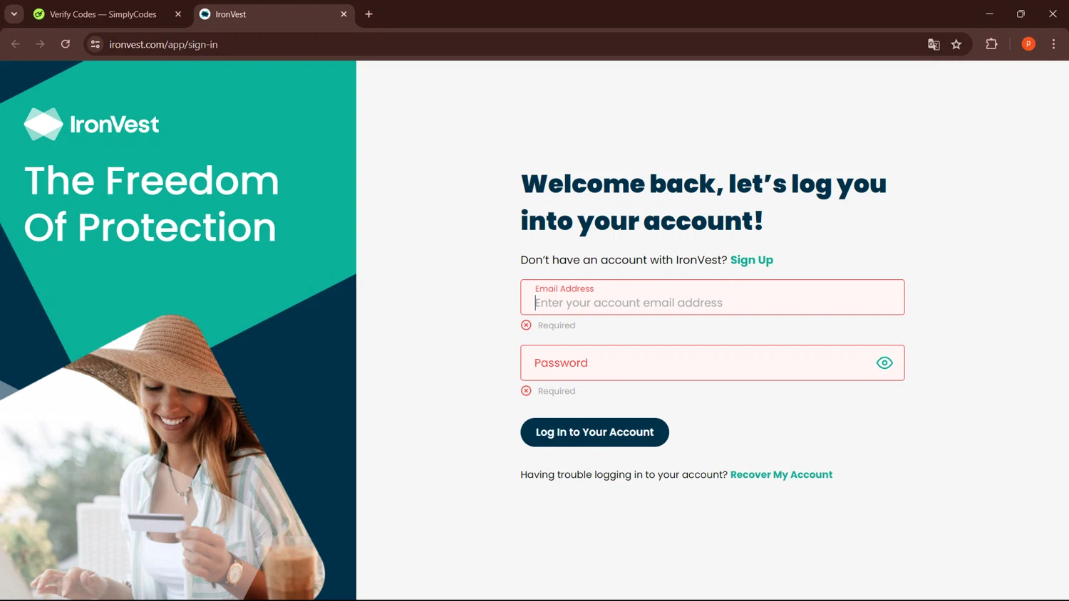 IronVest checkout page showing IronVest promo code box | Screenshot taken by SimplyCodes community member on Jul 12, 2024