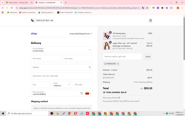 Irresistible Me checkout page showing Irresistible Me discount code box | Screenshot taken by SimplyCodes community member on Sep 11, 2025