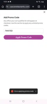 TWISTED coupon verification screenshot