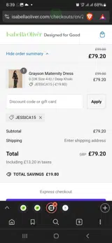 Jessica15 coupon verification screenshot