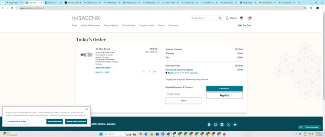 Isagenix checkout page showing Isagenix coupon code box | Screenshot taken by SimplyCodes community member on Feb 4, 2025