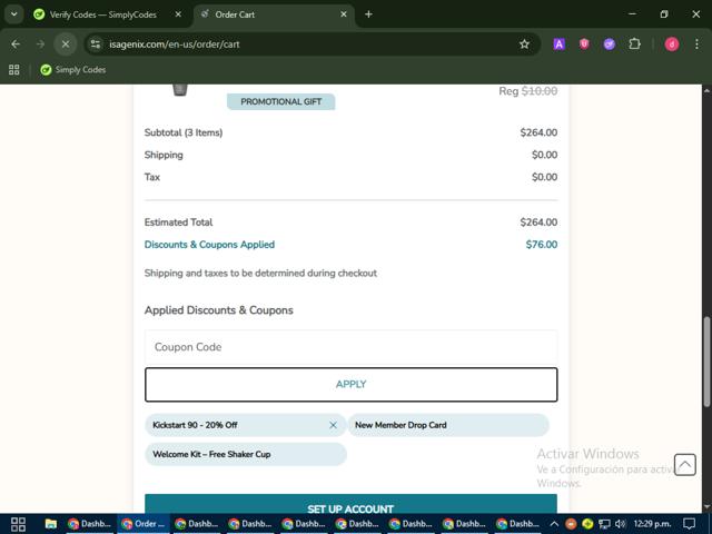 Isagenix checkout page showing Isagenix coupon code box | Screenshot taken by SimplyCodes community member on Sep 18, 2025