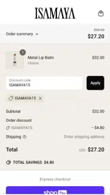 ISAMAYA15 coupon verification screenshot