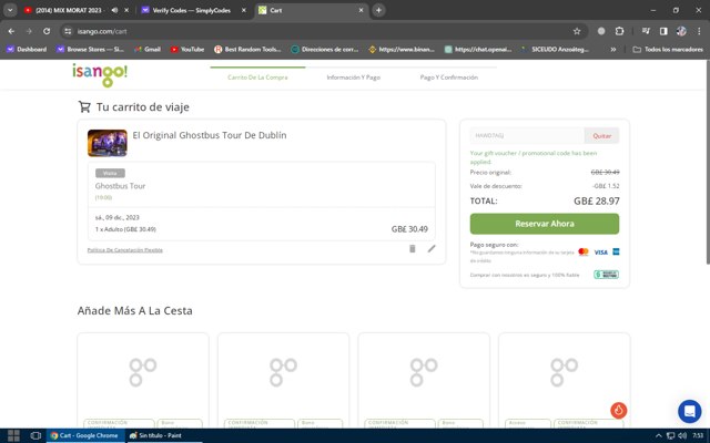 Isango checkout page showing Isango promo code box | Screenshot taken by SimplyCodes community member on Nov 13, 2023