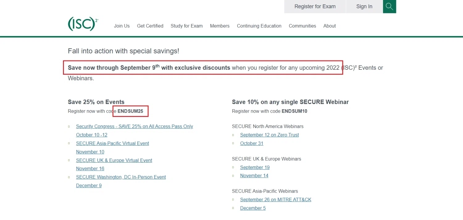 where to use Isc2 promo code box
