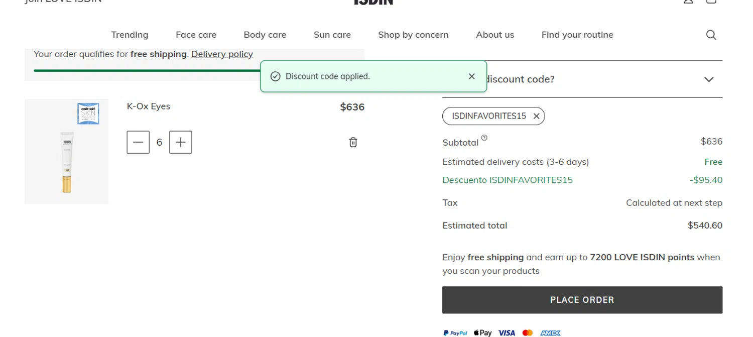 where to use ISDIN promo code box