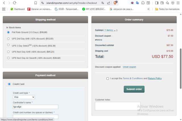 Island Importer checkout page showing Island Importer discount code box | Screenshot taken by SimplyCodes community member on Aug 16, 2025