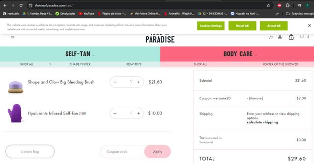 Isle of Paradise checkout page showing Isle of Paradise promo code box | Screenshot taken by SimplyCodes community member on May 27, 2024