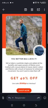 Jeans40 coupon verification screenshot