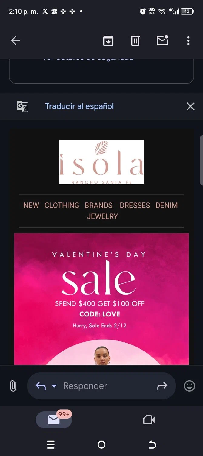 Isola Boutique promo code screenshot showing code Love applied at Isola Boutique checkout page. Uploaded by SimplyCodes community member kellymoreno on Feb 8, 2025