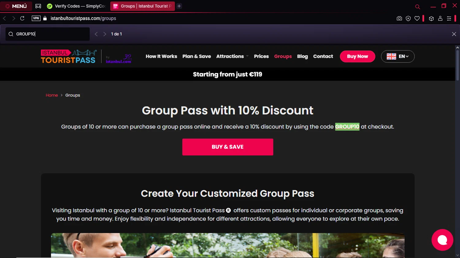 Istanbul Tourist Pass checkout page showing Istanbul Tourist Pass discount code box | Screenshot taken by SimplyCodes community member on Feb 25, 2025