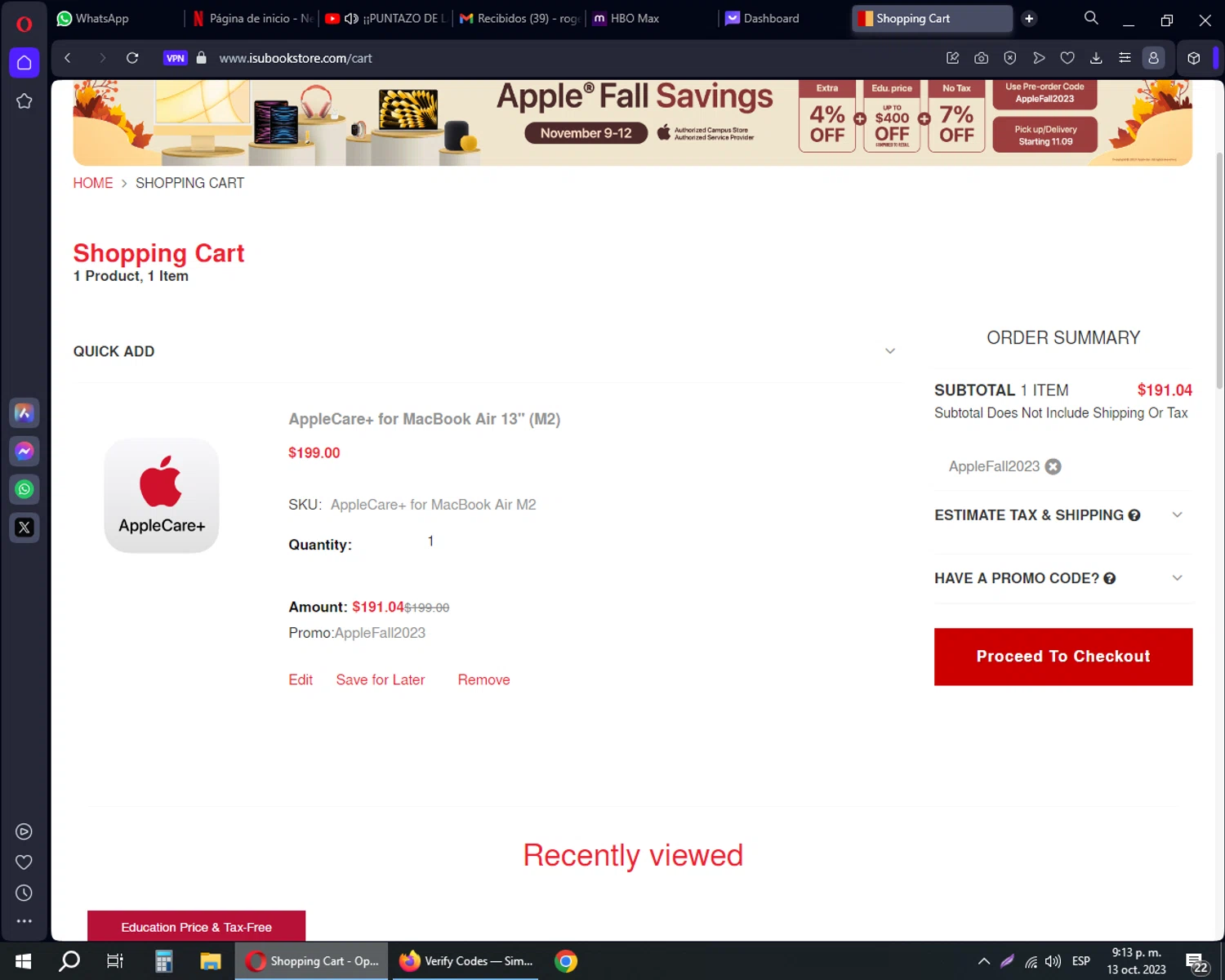 ISU Book Store checkout page showing ISU Book Store promo code box | Screenshot taken by SimplyCodes community member on Oct 14, 2023