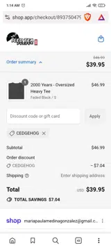 CEDGEHOG coupon verification screenshot