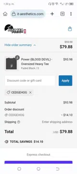 CEDGEHOG coupon verification screenshot