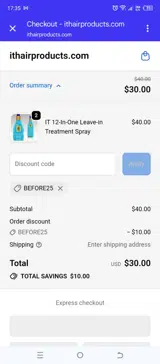 BEFORE25 coupon verification screenshot
