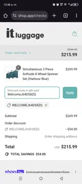 WelcomeJ64DS8ZQ coupon verification screenshot
