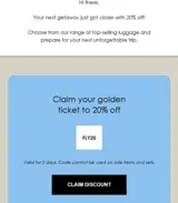 FLY20 coupon verification screenshot