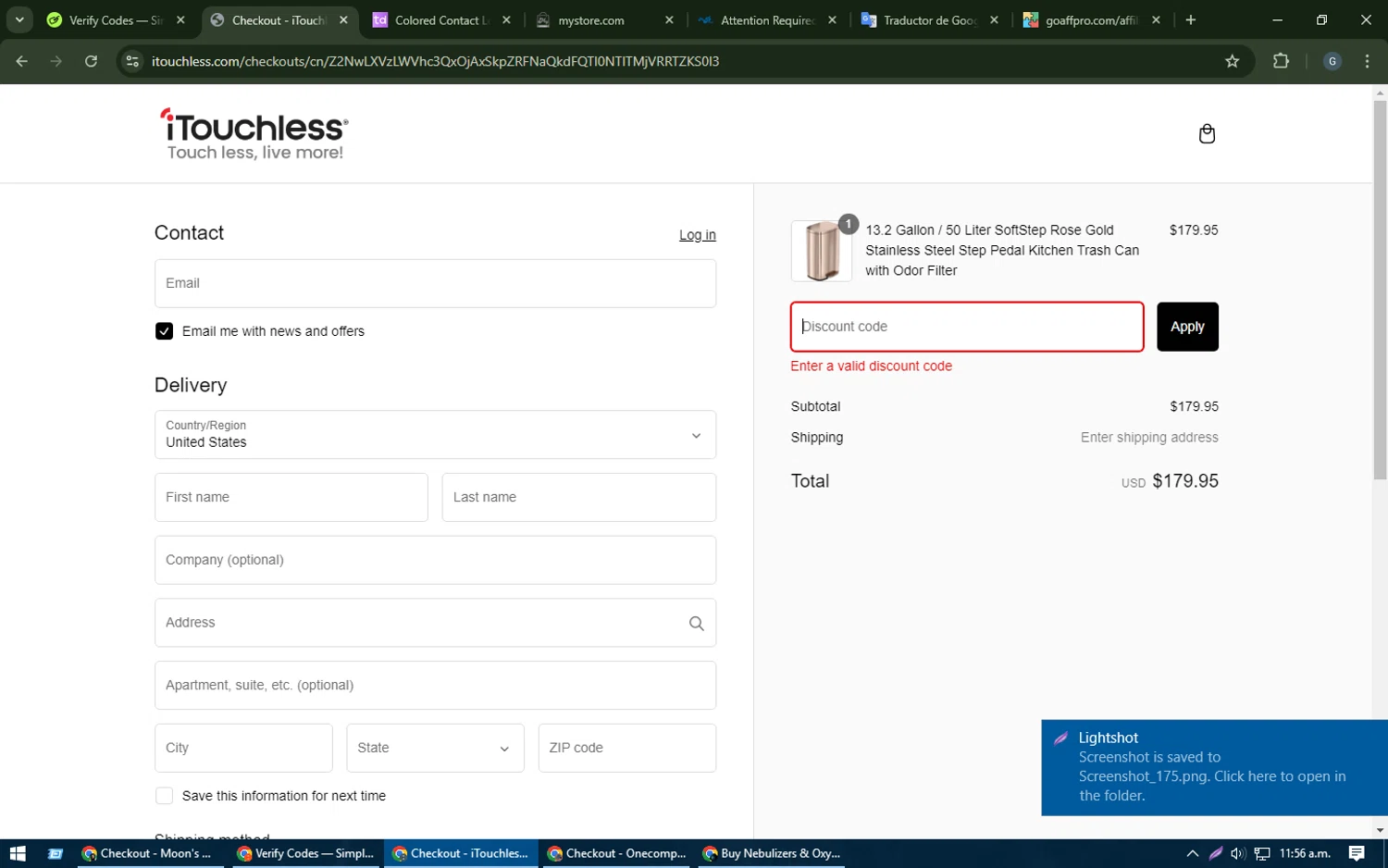 ITouchless discount code screenshot showing code SAVE30 applied at ITouchless checkout page. Uploaded by SimplyCodes community member TOUSEN on Jan 31, 2025