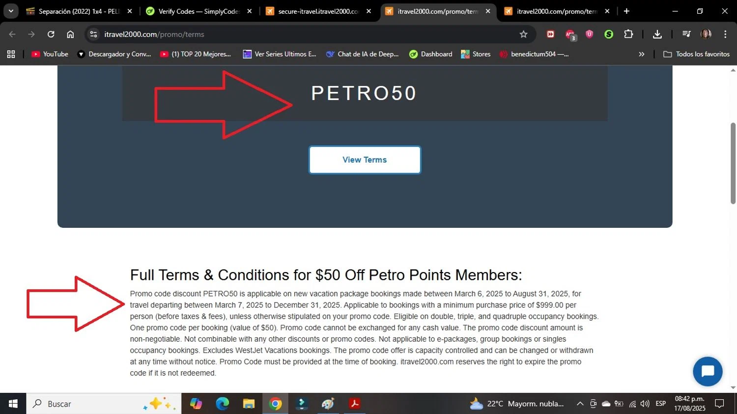 itravel2000 checkout page showing itravel2000 promo code box | Screenshot taken by SimplyCodes community member on Aug 18, 2025