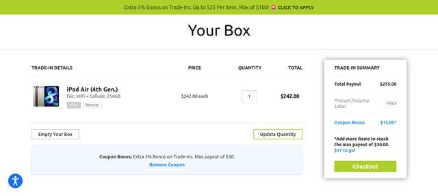 ItsWorthMore.com checkout page showing ItsWorthMore.com coupon code box | Screenshot taken by SimplyCodes community member on Sep 25, 2023
