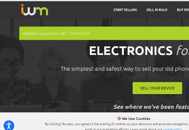 ItsWorthMore.com checkout page showing ItsWorthMore.com coupon code box | Screenshot taken by SimplyCodes community member on Oct 22, 2023