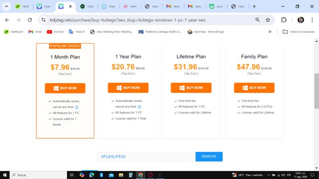 ITubeGo checkout page showing ITubeGo coupon code box | Screenshot taken by SimplyCodes community member on Aug 11, 2024