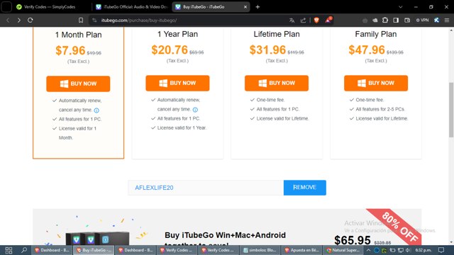 ITubeGo checkout page showing ITubeGo coupon code box | Screenshot taken by SimplyCodes community member on Jun 13, 2024