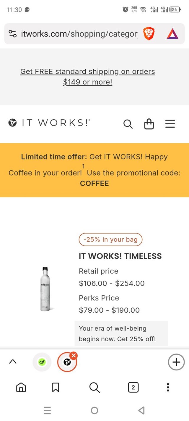 It Works checkout page showing It Works promo code box | Screenshot taken by SimplyCodes community member on Aug 11, 2025